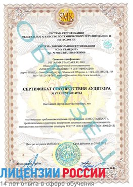 Образец сертификата соответствия аудитора №ST.RU.EXP.00014299-1 Волжск Сертификат ISO 14001